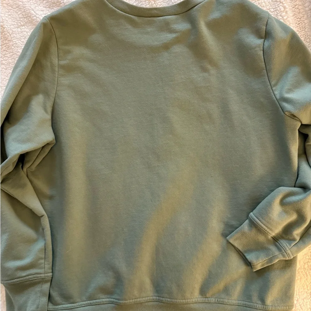 GAP Women's Pull-on Crewneck Logo Sweatshirt “Gasoline Green” - Picture 4 of 7